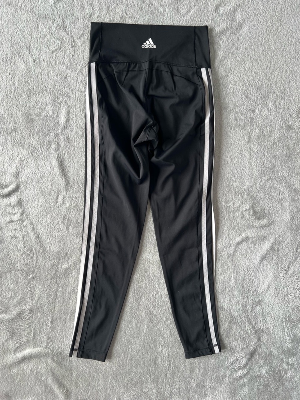 Adidas Black 3 Stripe Leggings Women’s Size S High Waisted Cropped Athletic Pan